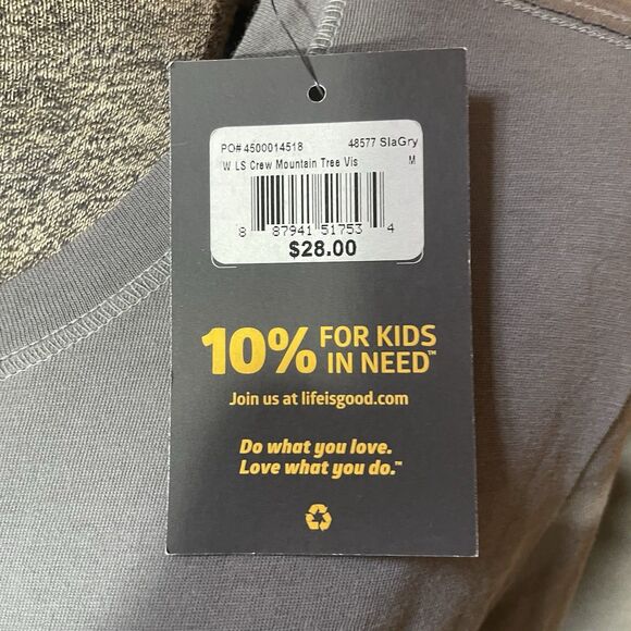 Life is Good Women’s Gray Long Sleeve Mountain Tree Crew Shirt NWT Size Medium - Picture 4 of 10